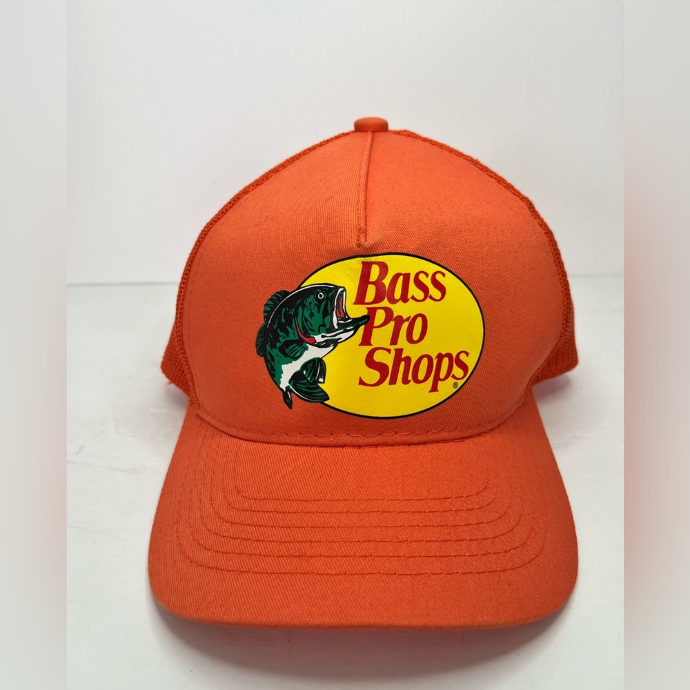 Bass Pro‎ Shops Mens Logo Orange Truckers Hat Snapback Adjustable One Size.